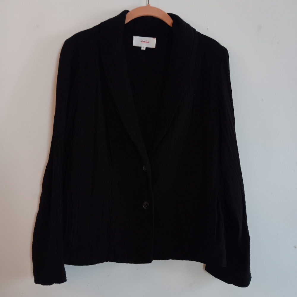 Xirena Womens Cullen Blazer Jacket Black Cotton Gauze Button Up XS Academia NWOT